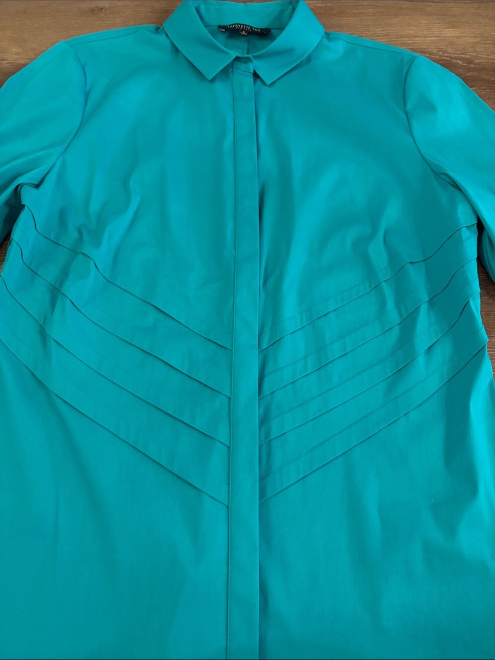 Lafayette 148 Teal Green Button-Front Blouse small - Picture 3 of 3